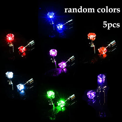 1/5Pair LED Earring Bar Club Glowing Earring Girl Women Ear Accessories Light up Bling Ear Stud Gogo Dance Fashion Jewelry