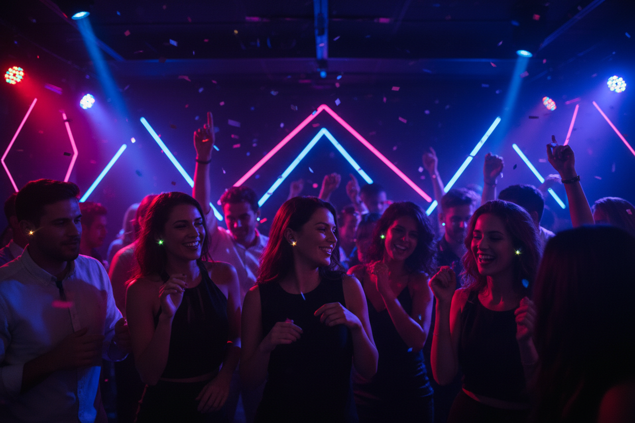 LED Earrings at nightclub party